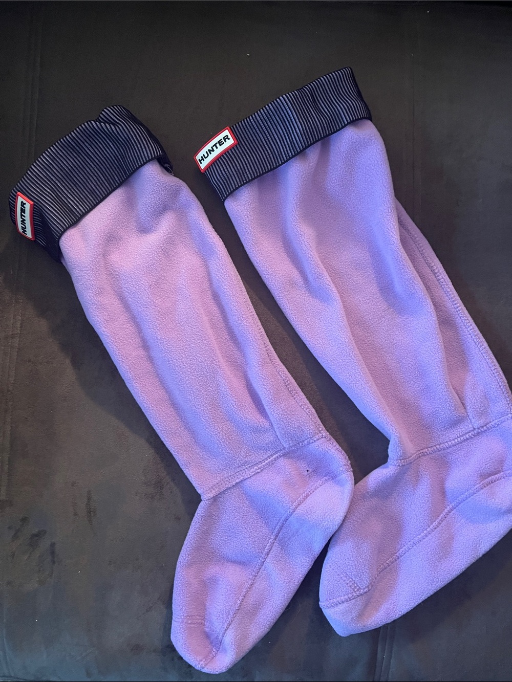 Hunter Men’s Lavender Fleece Boot Socks with Black Cuffs